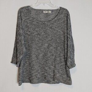 CATO WOMAN Variegated Gray Lightweight Knit 3/4 Sleeve, Short Top; Size 18/20W